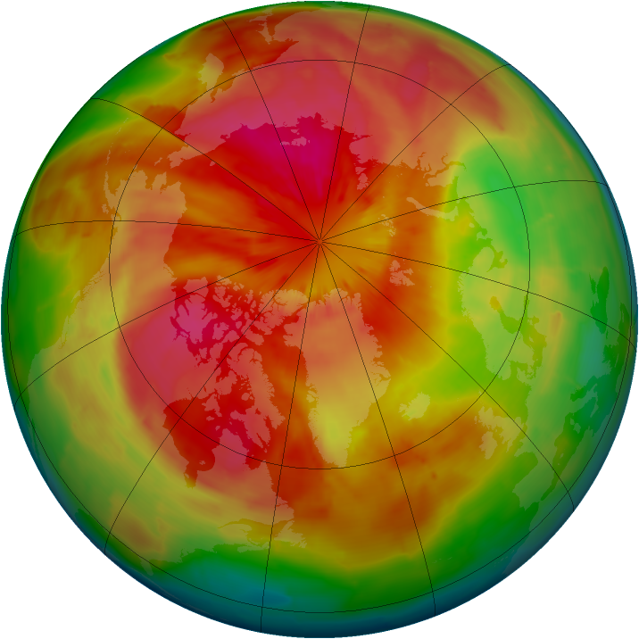 Arctic ozone map for 22 March 2010